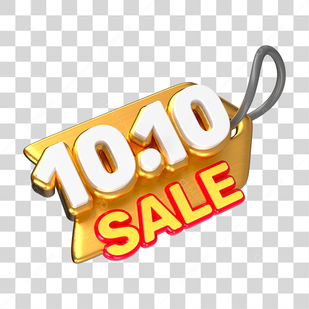 Elemento 3D Promoção Data 10.10 para Composição PNG Transparente