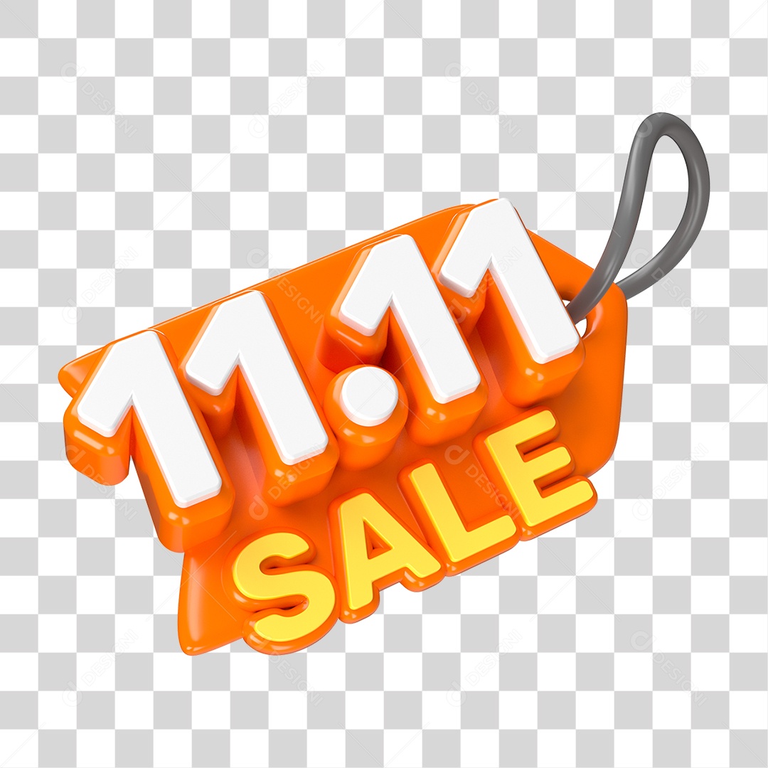 Elemento 3D Promoção Data 11.11 para Composição PNG Transparente