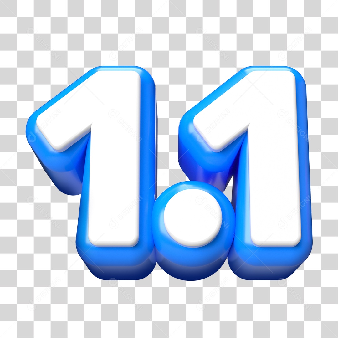 Elemento 3D Promoção Data 1.1 para Composição PNG Transparente