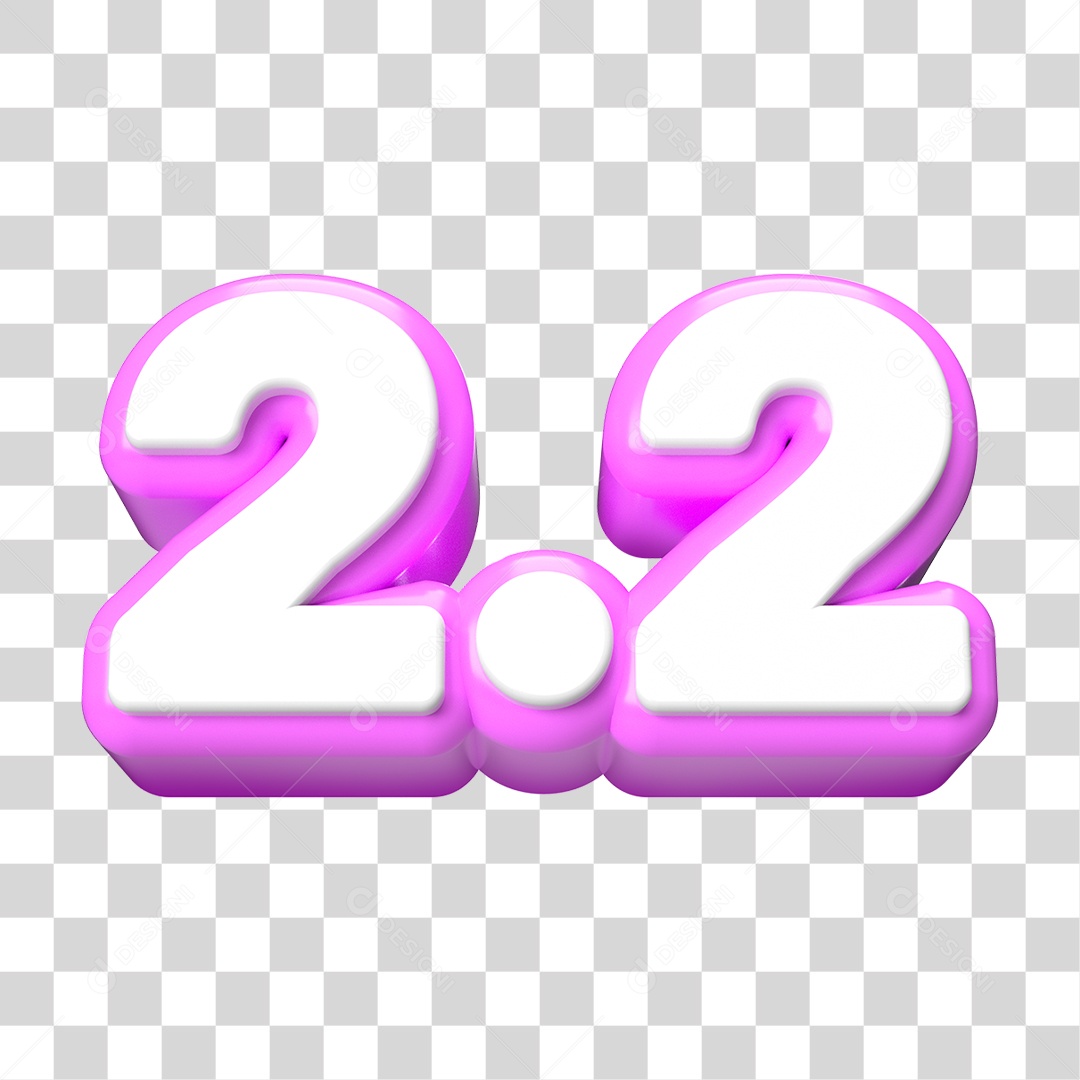 Elemento 3D Promoção Data 2.2 para Composição PNG Transparente