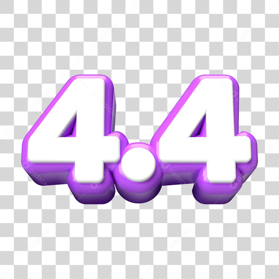Elemento 3D Promoção Data 4.4 para Composição PNG Transparente