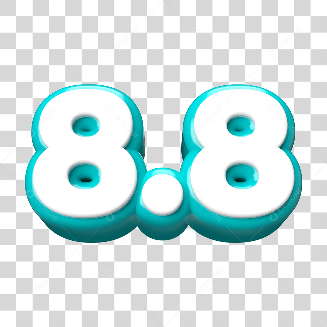 Elemento 3D Promoção Data 8.8 para Composição PNG Transparente