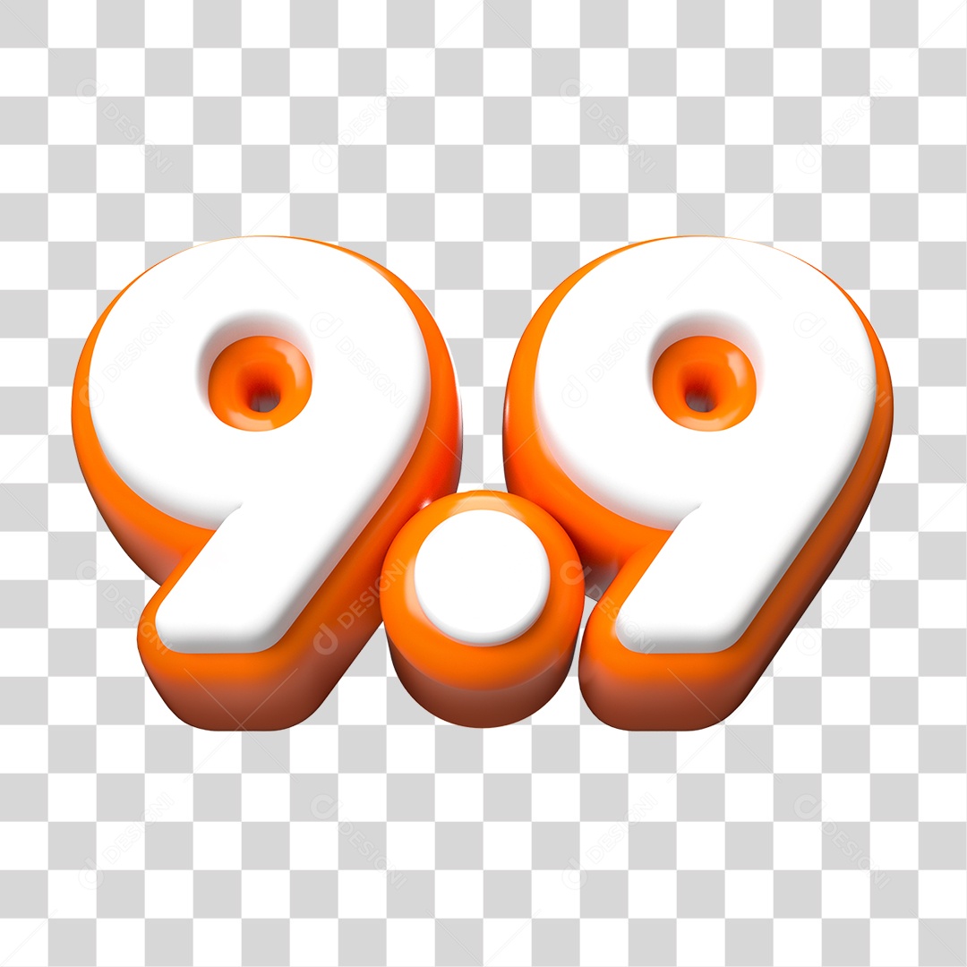 Elemento 3D Promoção Data 9.9 para Composição PNG Transparente