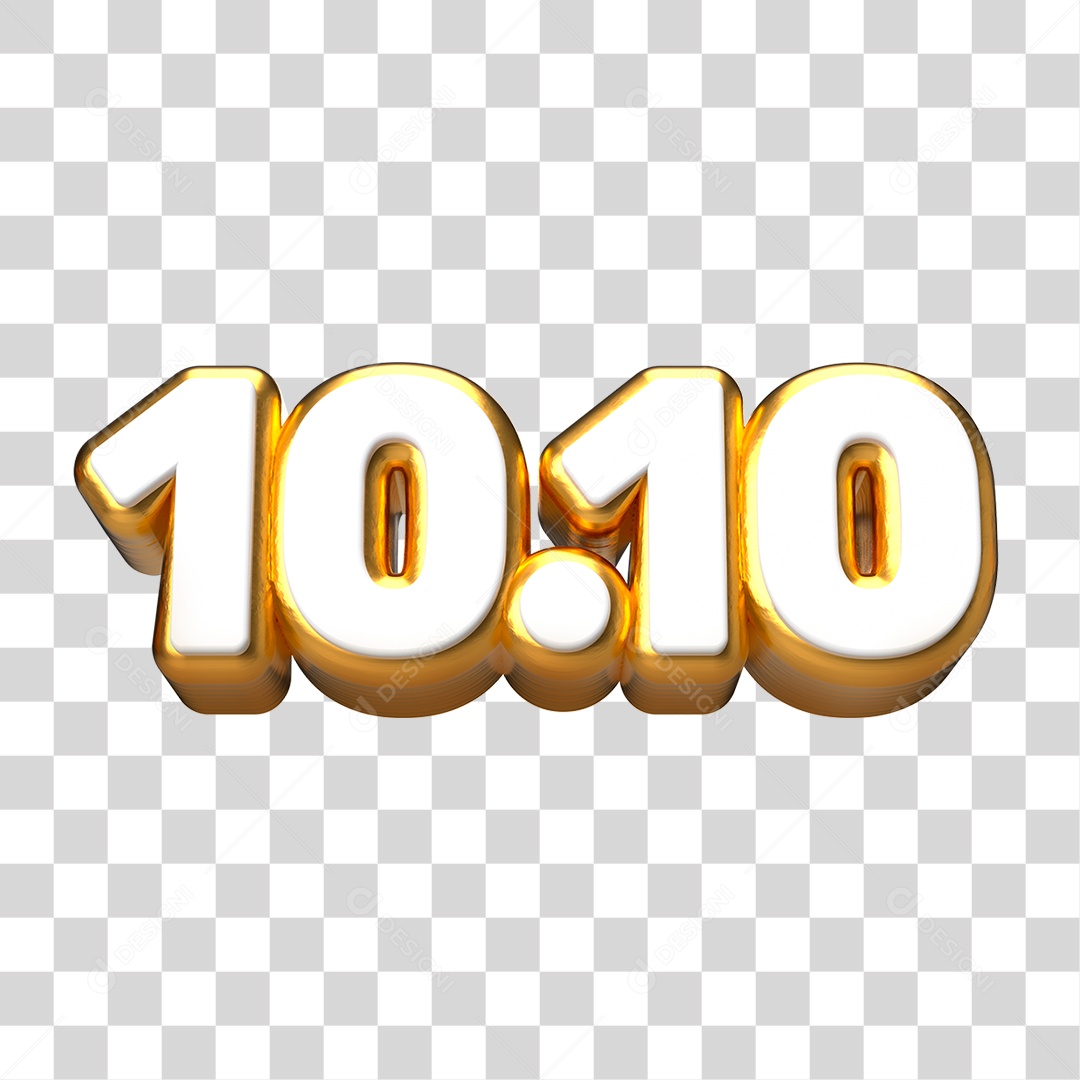 Elemento 3D Promoção Data 10.10 para Composição PNG Transparente