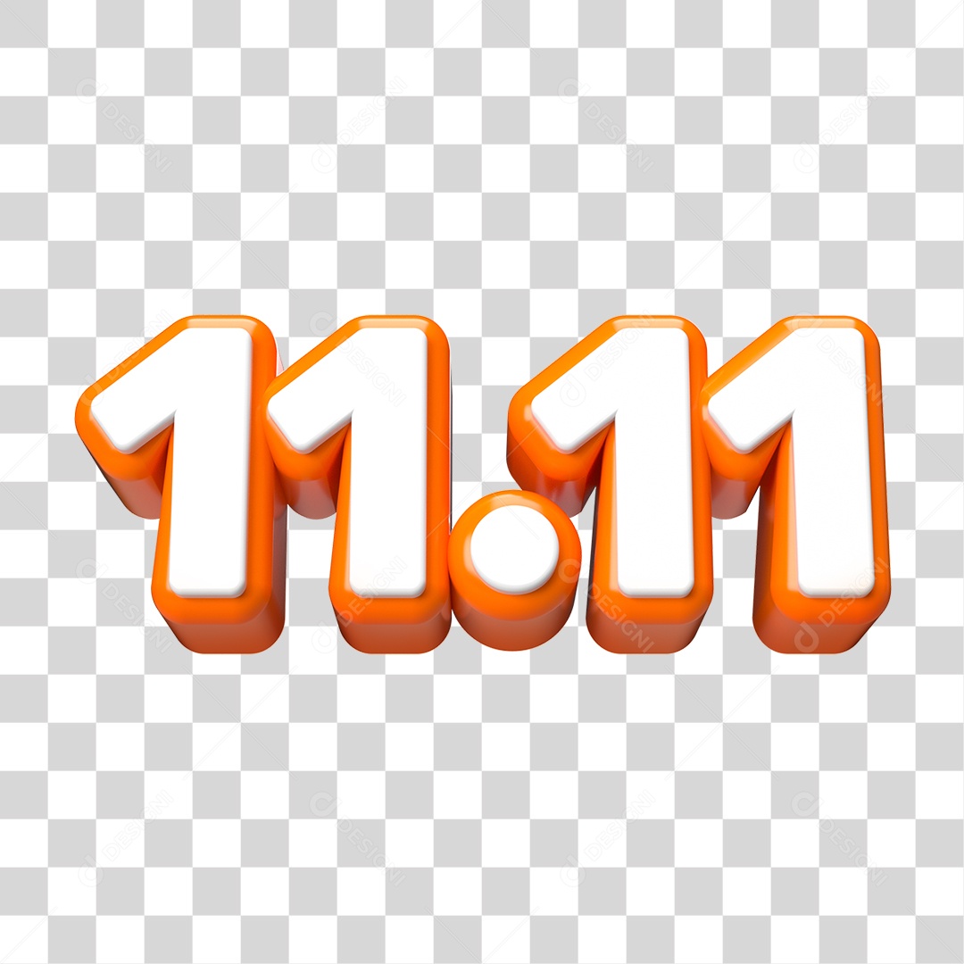 Elemento 3D Promoção Data 11.11 para Composição PNG Transparente