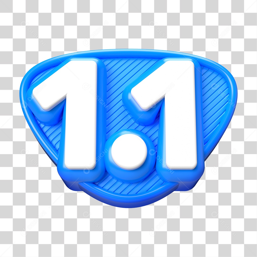 Elemento 3D Promoção Data 1.1 para Composição PNG Transparente