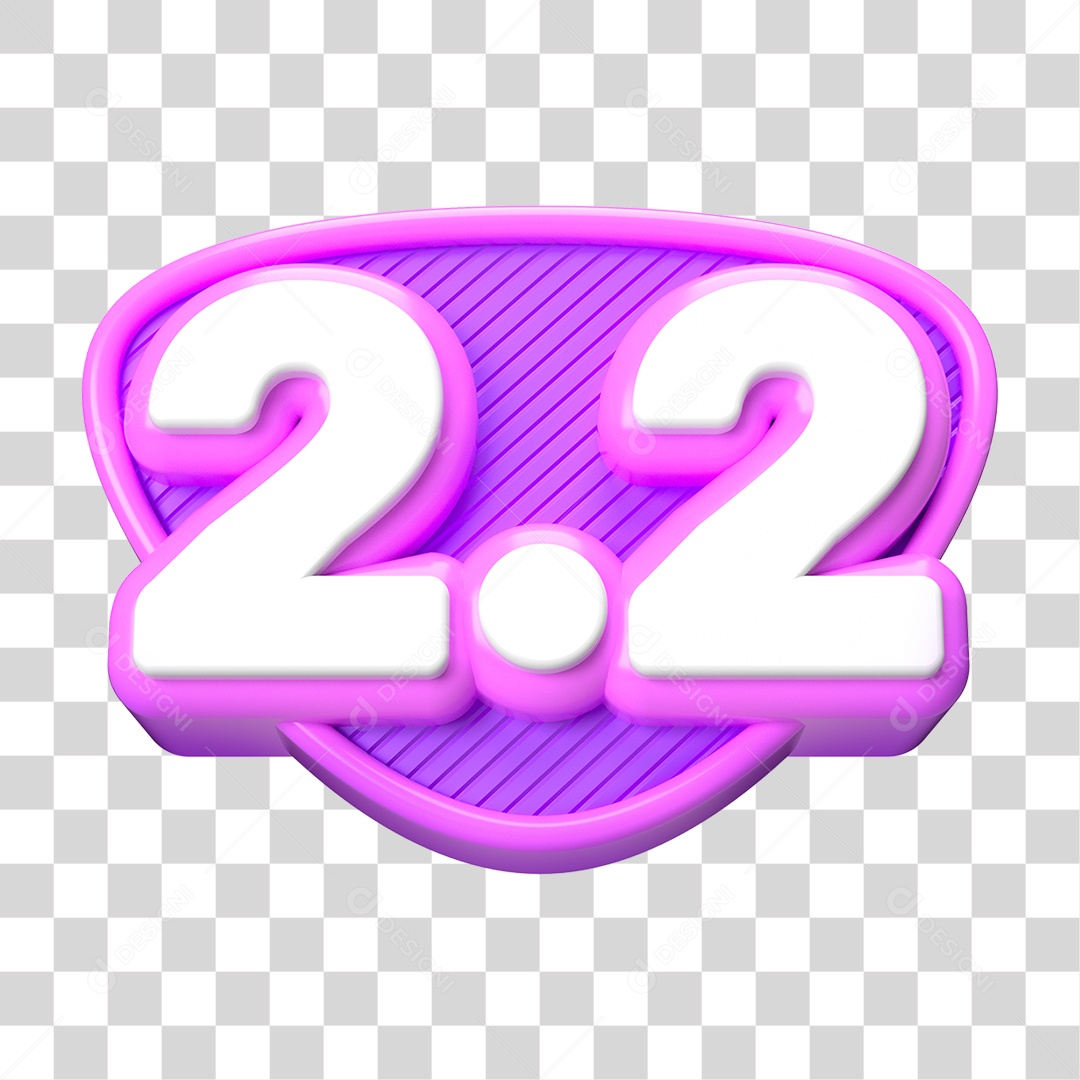 Elemento 3D Promoção Data 2.2 para Composição PNG Transparente