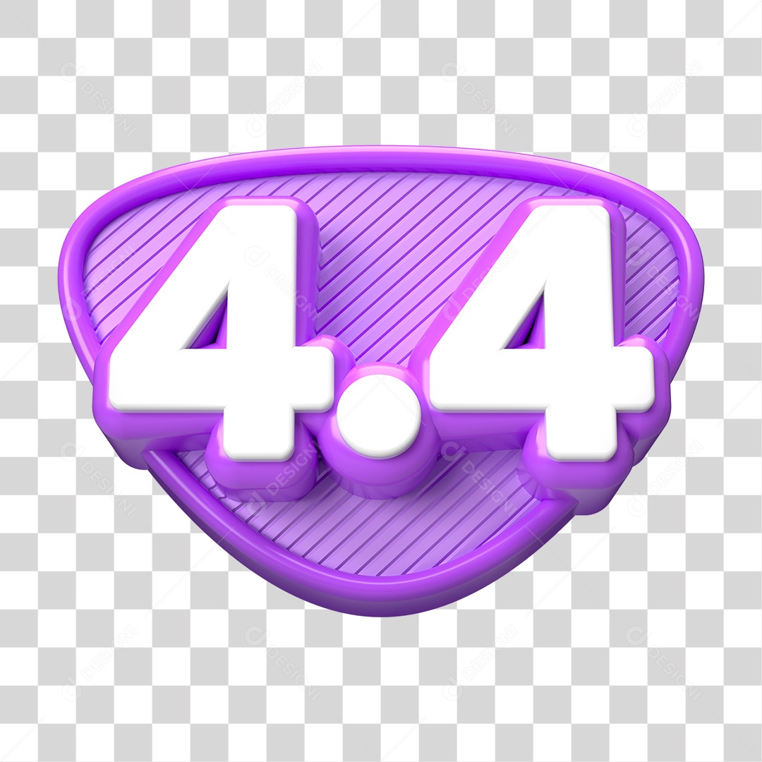 Elemento 3D Promoção Data 4.4 para Composição PNG Transparente