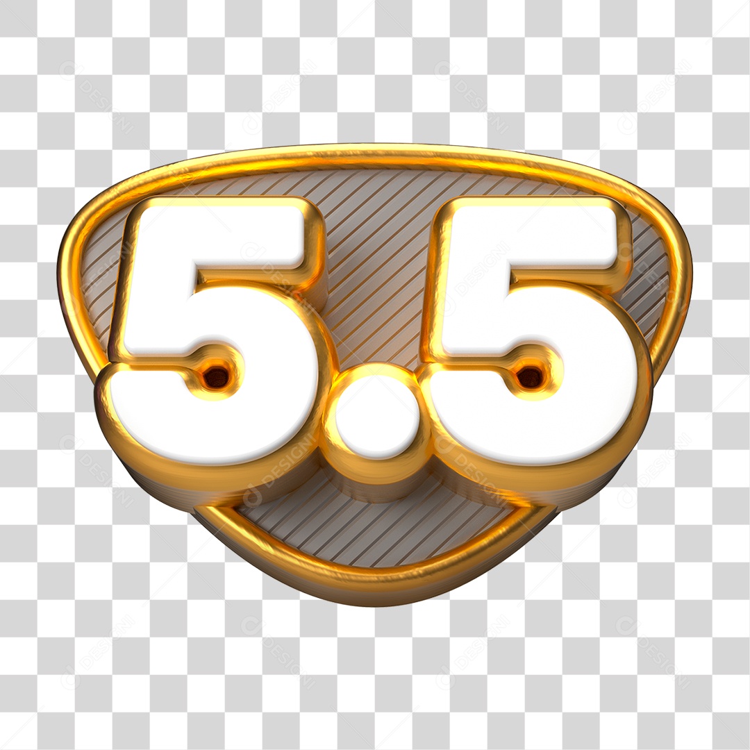 Elemento 3D Promoção Data 5.5 para Composição PNG Transparente