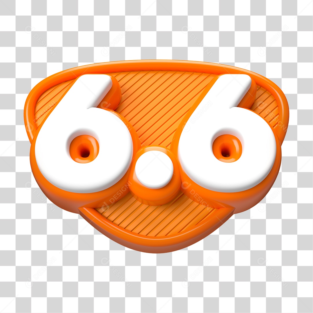 Elemento 3D Promoção Data 6.6 para Composição PNG Transparente