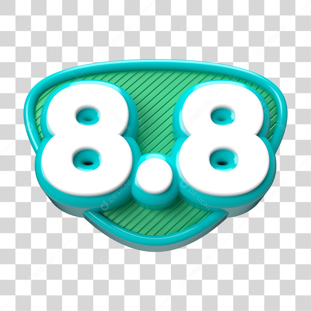 Elemento 3D Promoção Data 8.8 para Composição PNG Transparente