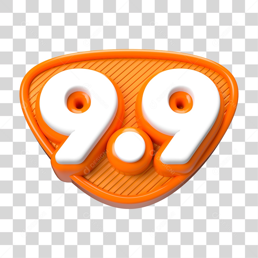 Elemento 3D Promoção Data 9.9 para Composição PNG Transparente