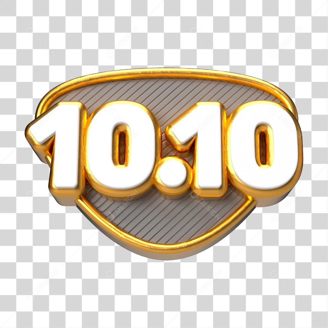 Elemento 3D Promoção Data 10.10 para Composição PNG Transparente