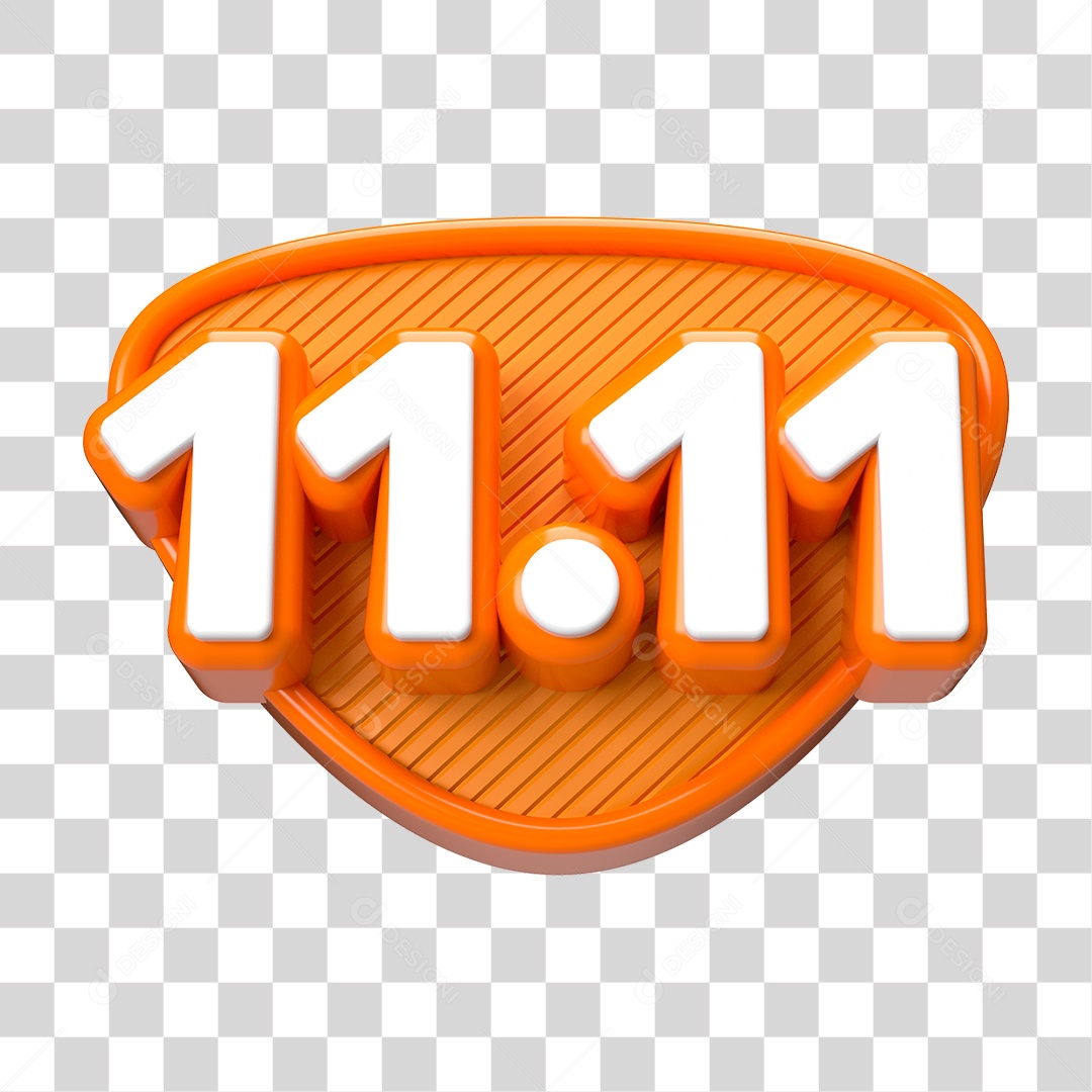 Elemento 3D Promoção Data 11.11 para Composição PNG Transparente