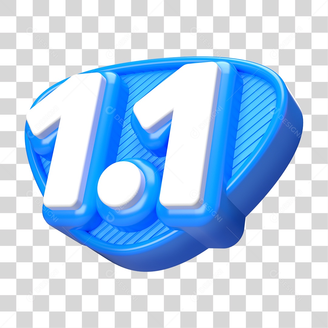 Elemento 3D Promoção Data 1.1 para Composição PNG Transparente