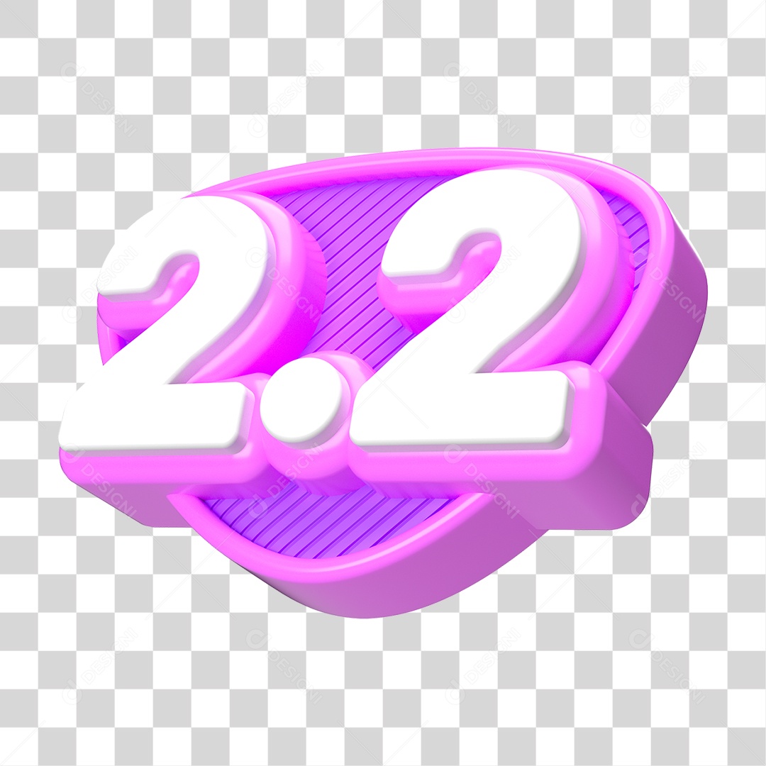 Elemento 3D Promoção Data 2.2 para Composição PNG Transparente