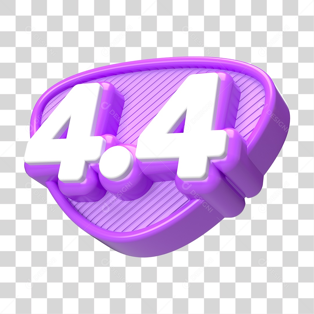 Elemento 3D Promoção Data 4.4 para Composição PNG Transparente