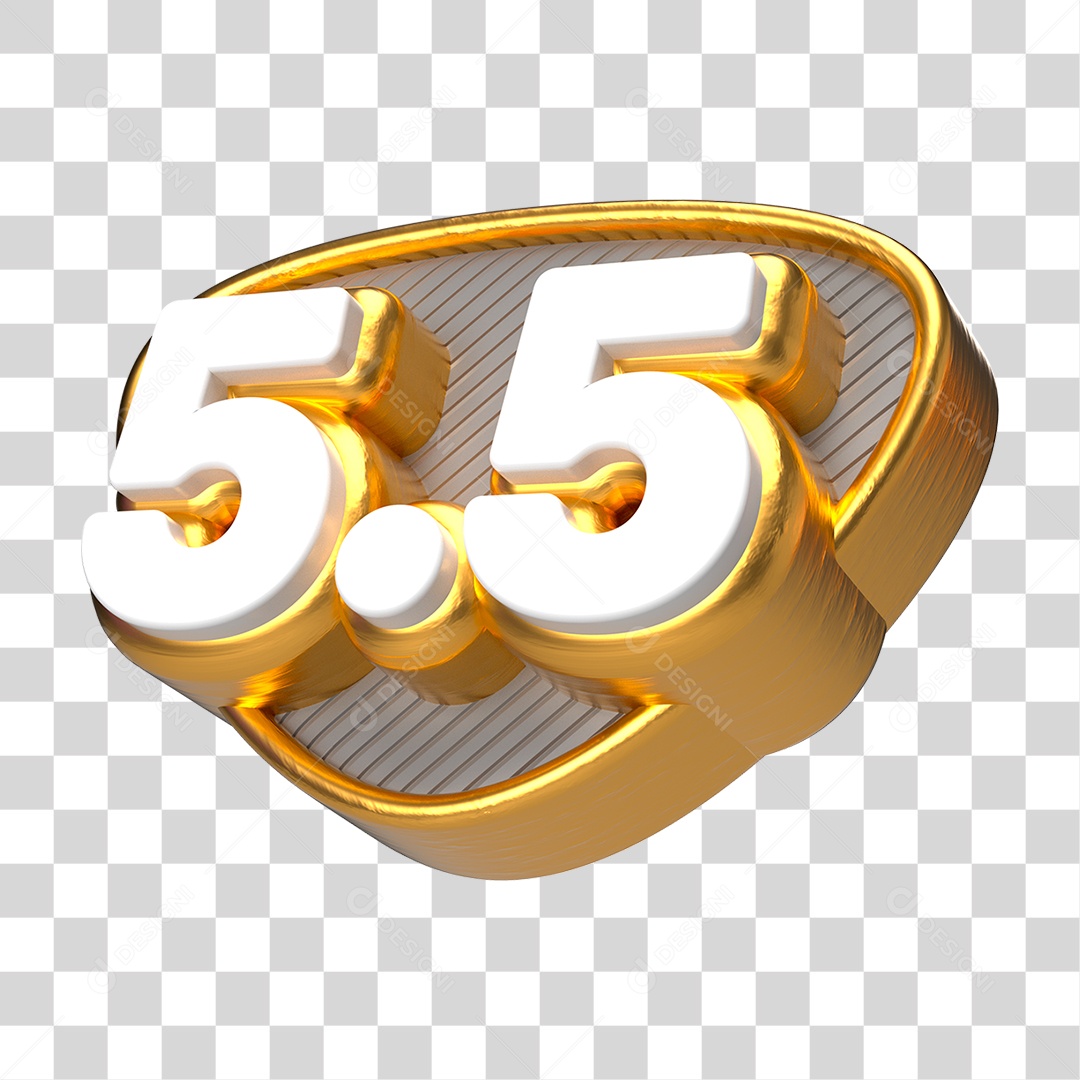 Elemento 3D Promoção Data 5.5 para Composição PNG Transparente
