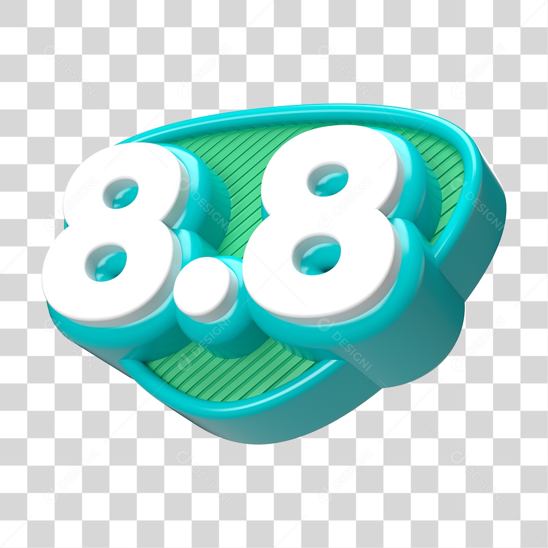 Elemento 3D Promoção Data 8.8 para Composição PNG Transparente