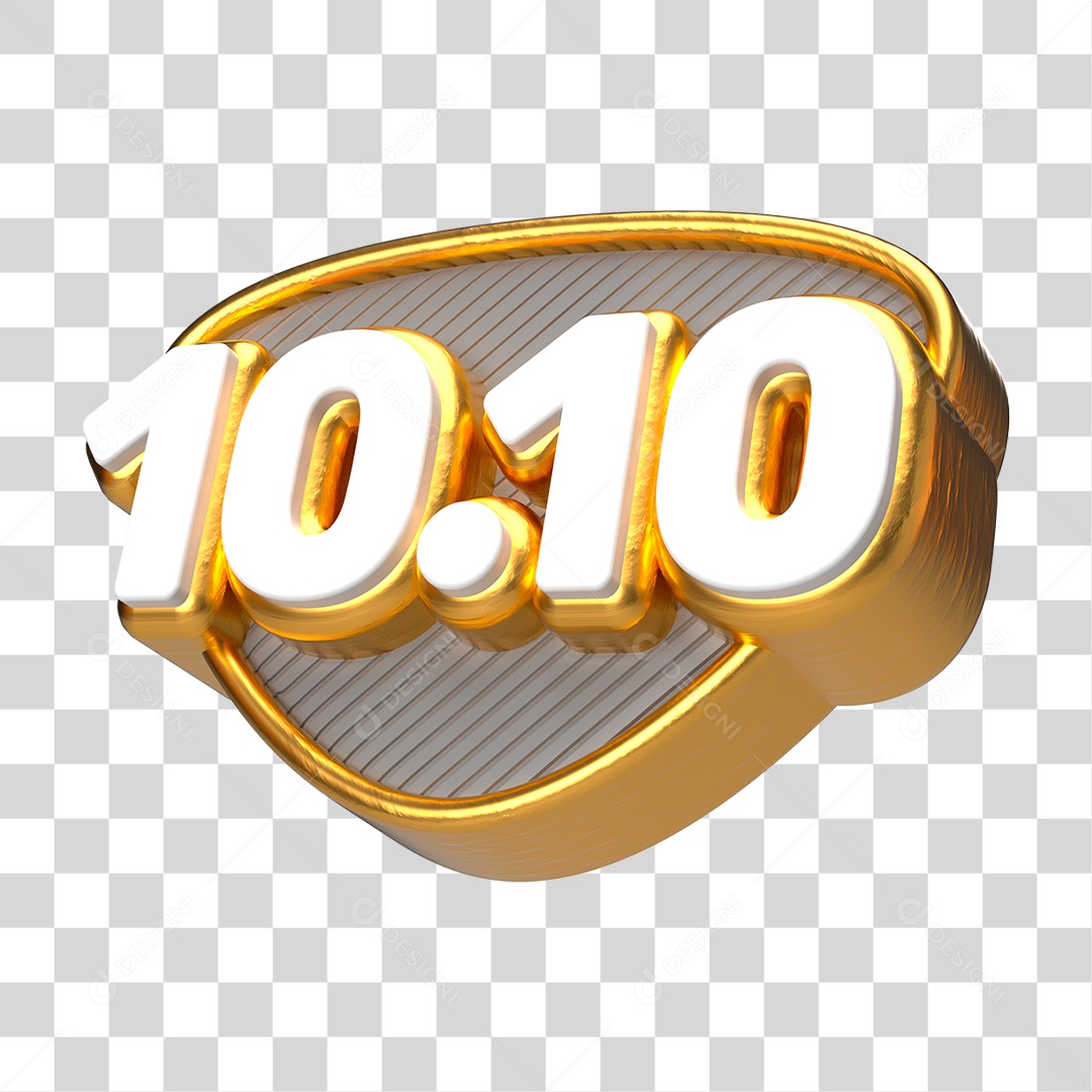 Elemento 3D Promoção Data 10.10 para Composição PNG Transparente