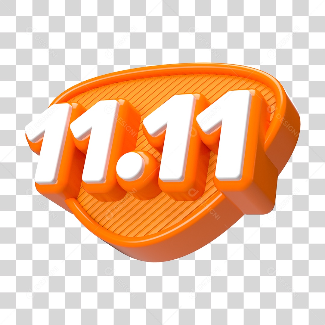 Elemento 3D Promoção Data 11.11 para Composição PNG Transparente
