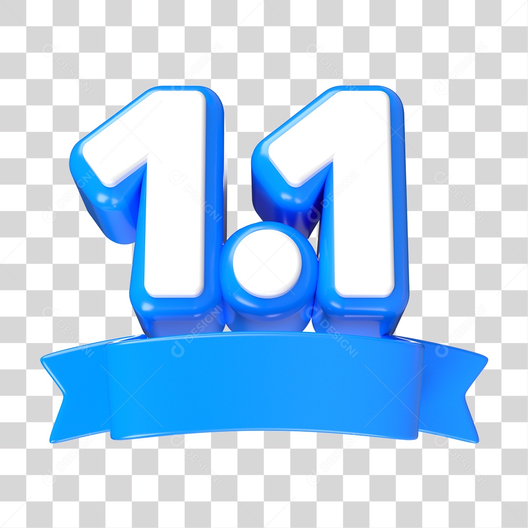 Elemento 3D Promoção Data 1.1 para Composição PNG Transparente