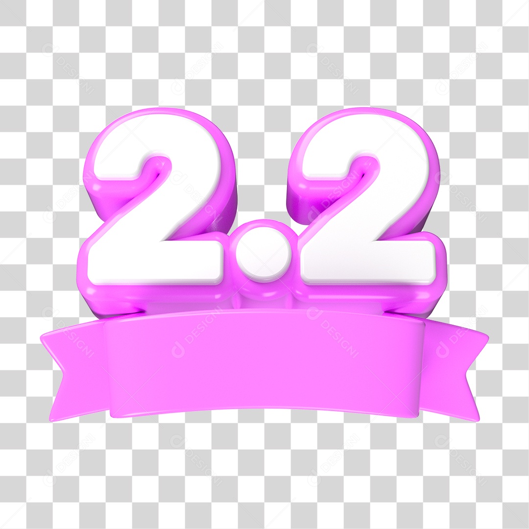 Elemento 3D Promoção Data 2.2 para Composição PNG Transparente