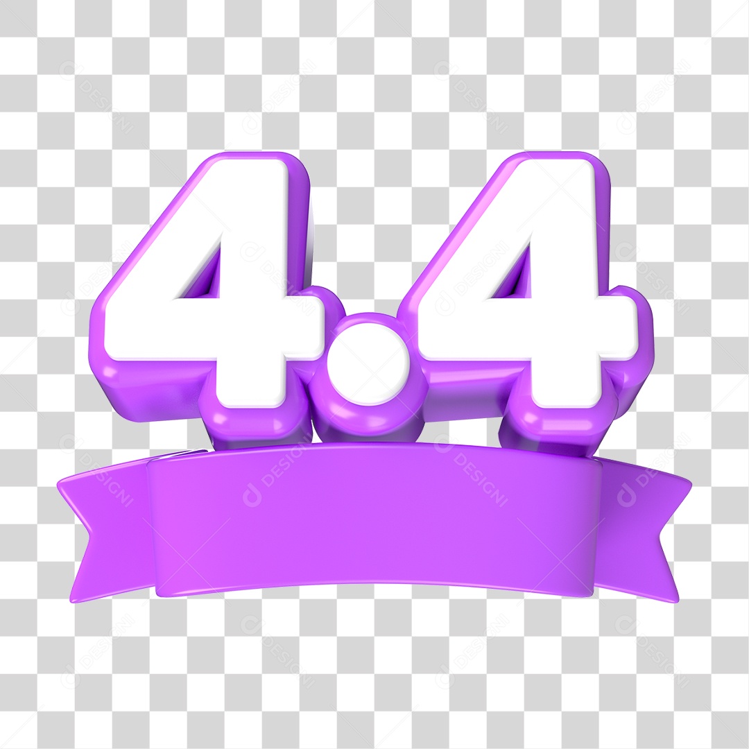 Elemento 3D Promoção Data 4.4 para Composição PNG Transparente