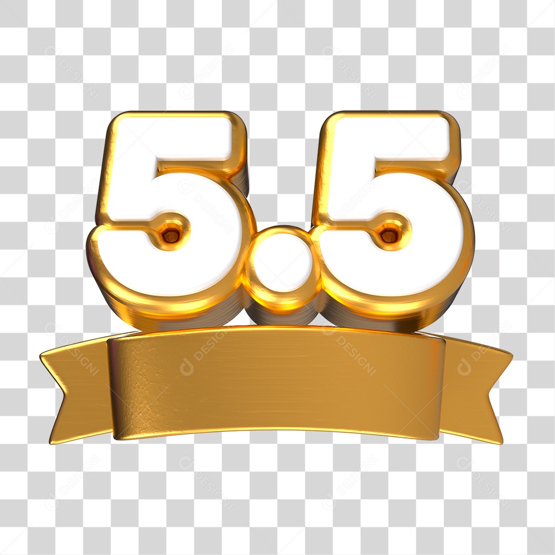 Elemento 3D Promoção Data 5.5 para Composição PNG Transparente