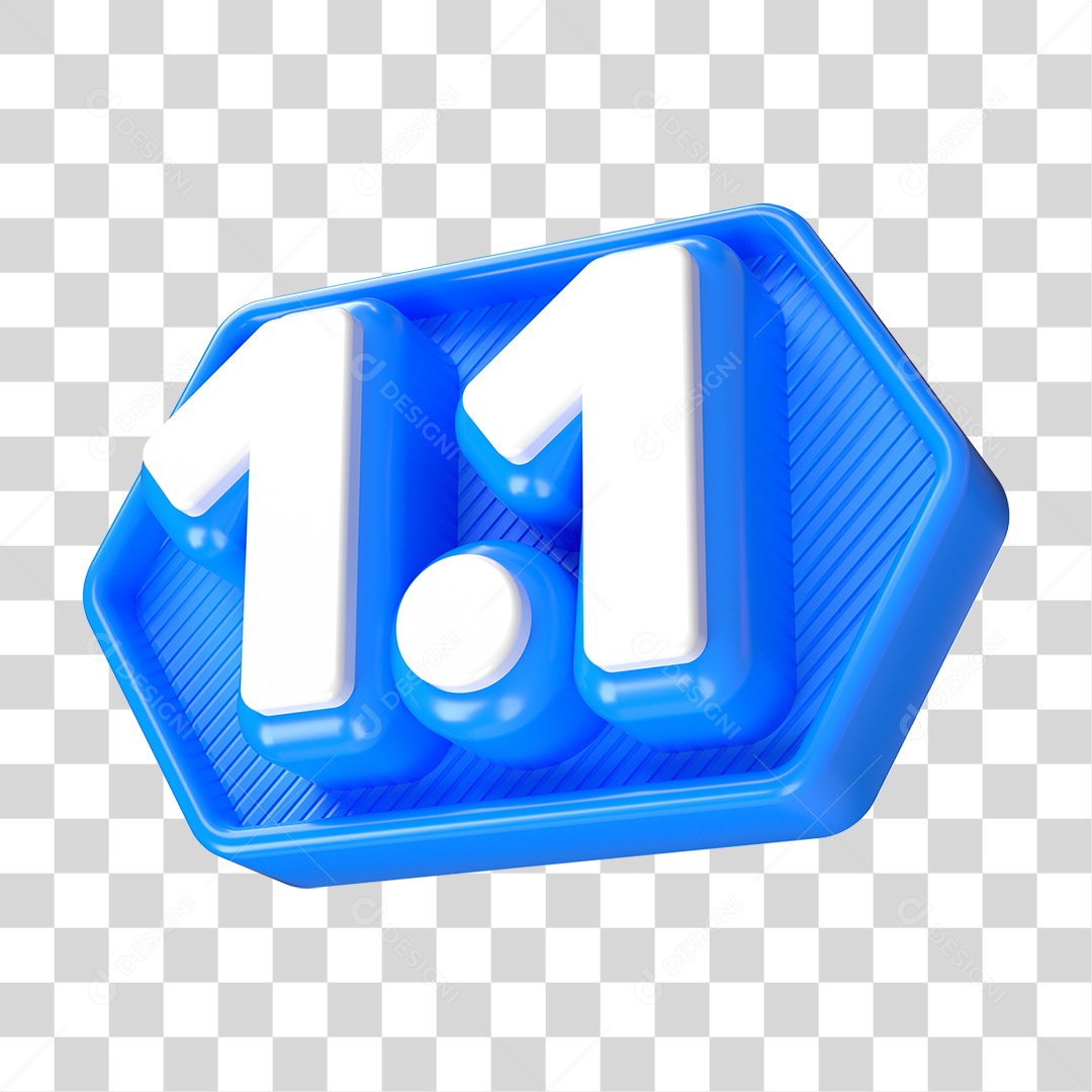 Elemento 3D Promoção Data 1.1 para Composição PNG Transparente
