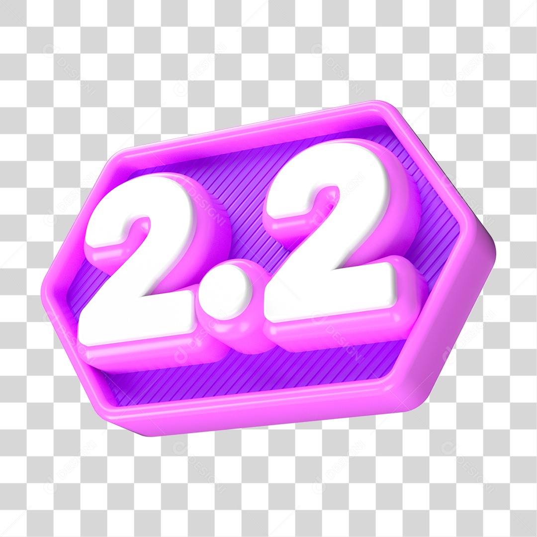 Elemento 3D Promoção Data 2.2 para Composição PNG Transparente