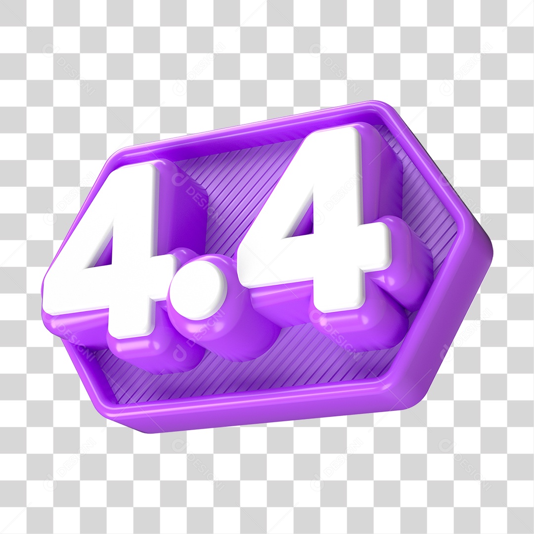 Elemento 3D Promoção Data 4.4 para Composição PNG Transparente