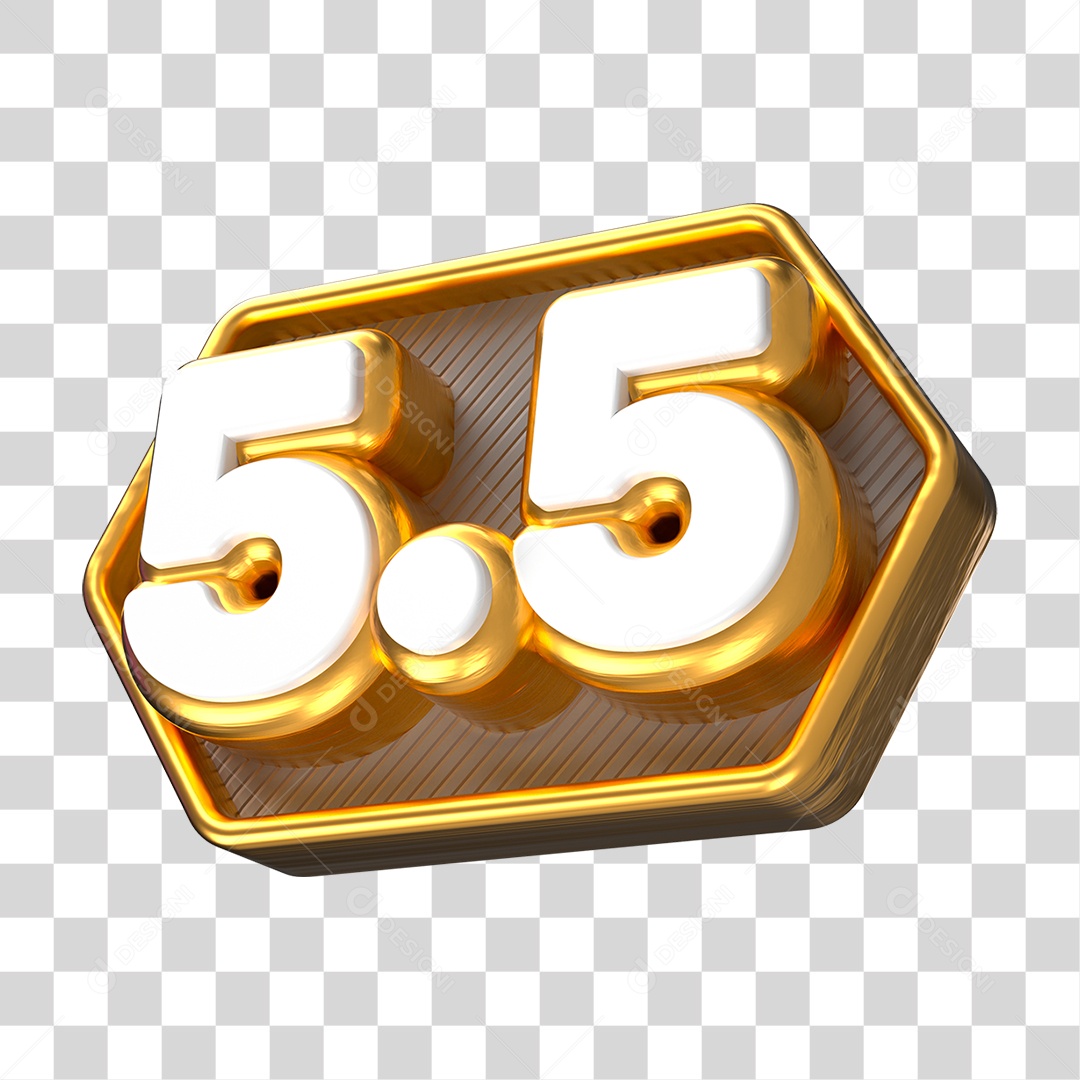 Elemento 3D Promoção Data 5.5 para Composição PNG Transparente