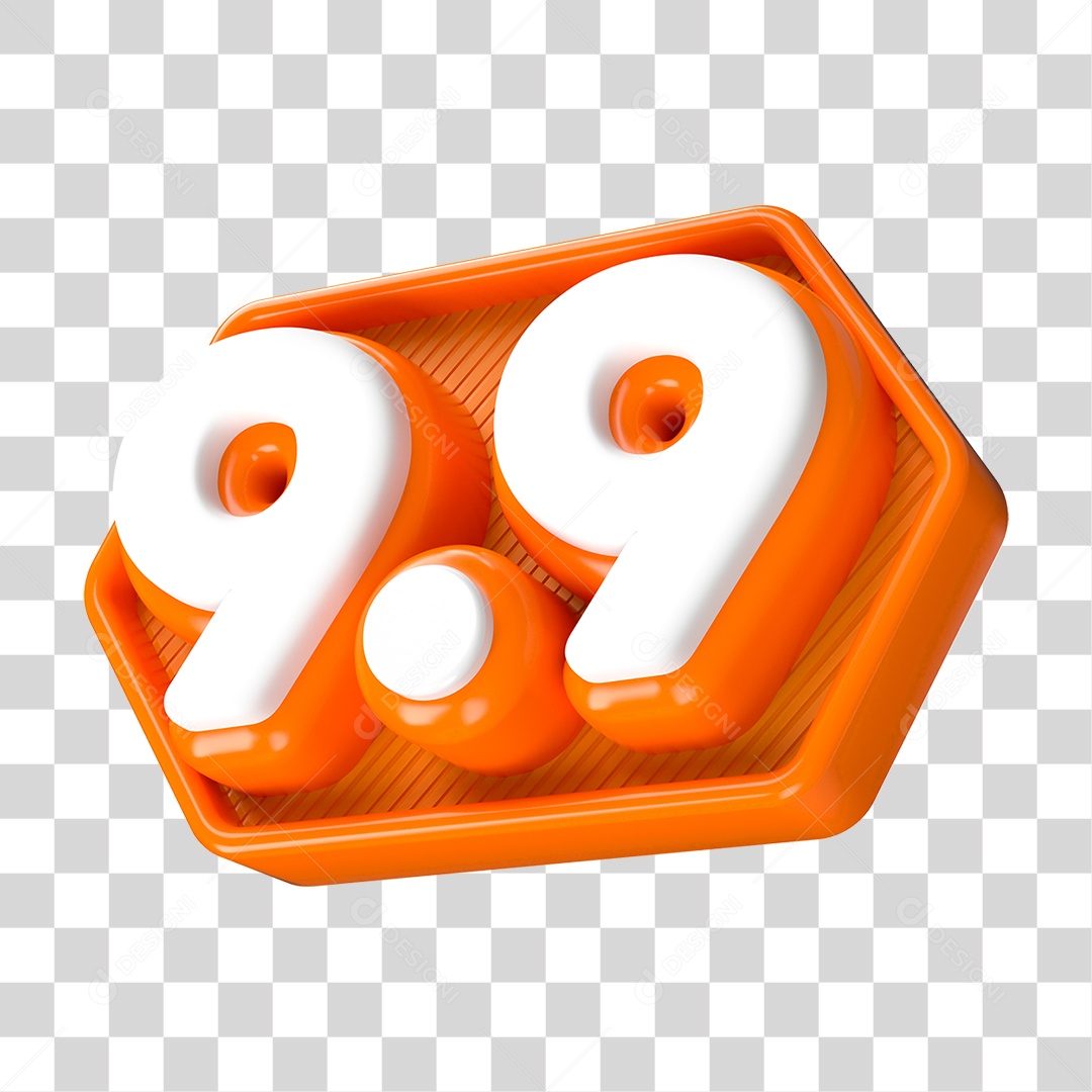 Elemento 3D Promoção Data 9.9 para Composição PNG Transparente