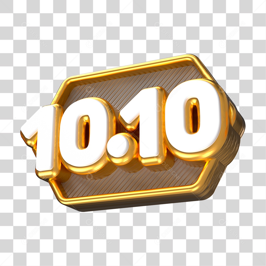 Elemento 3D Promoção Data 10.10 para Composição PNG Transparente