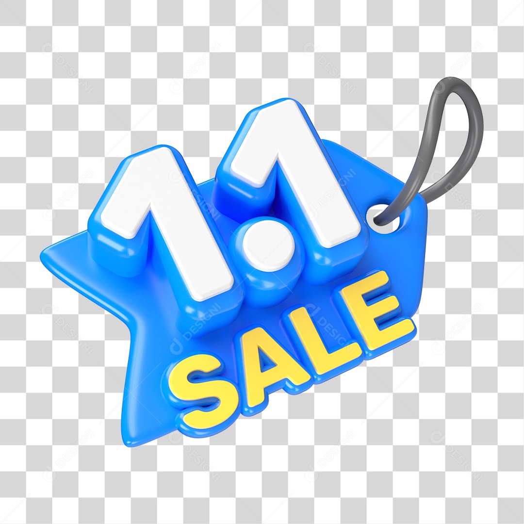 Elemento 3D Promoção Data 1.1 para Composição PNG Transparente