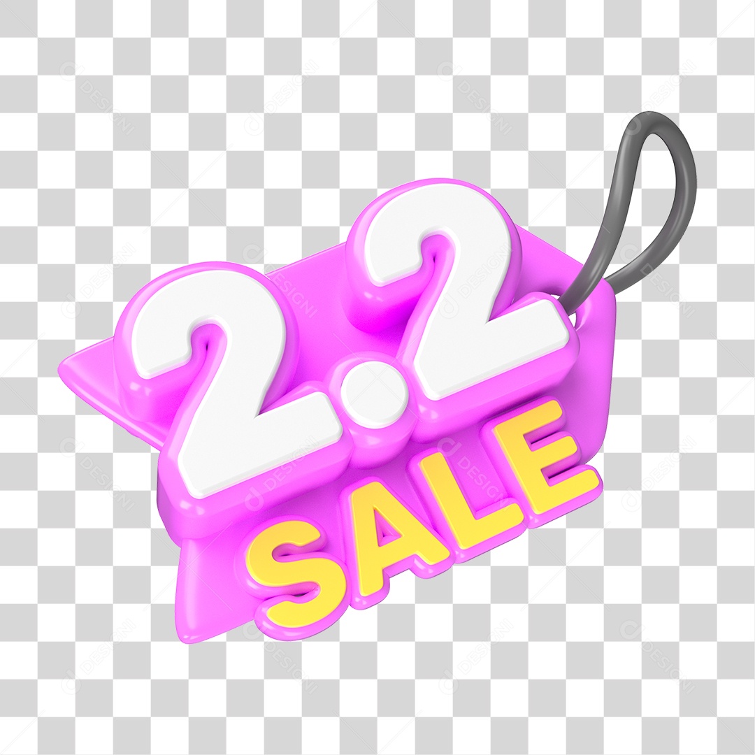 Elemento 3D Promoção Data 2.2 para Composição PNG Transparente