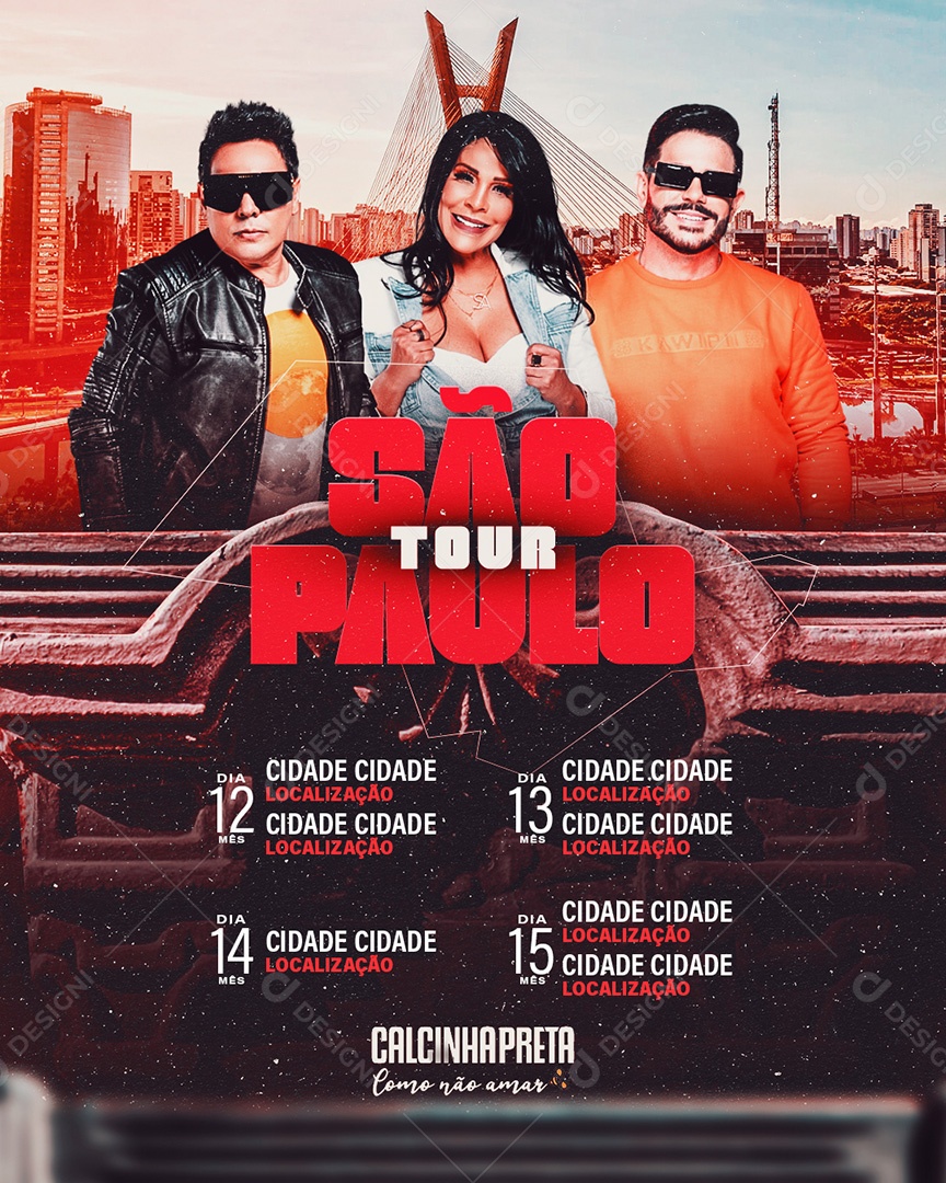 Feed Flyer São Paulo Tour Social Media PSD Editável