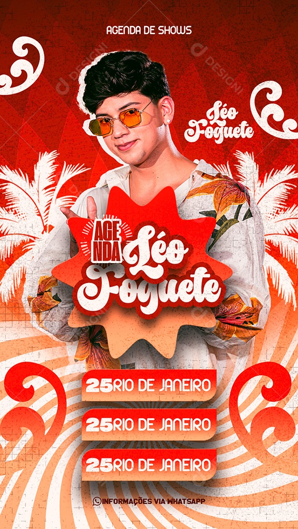 Story Flyer Agenda Shows Léo Foguete Social Media PSD Editável