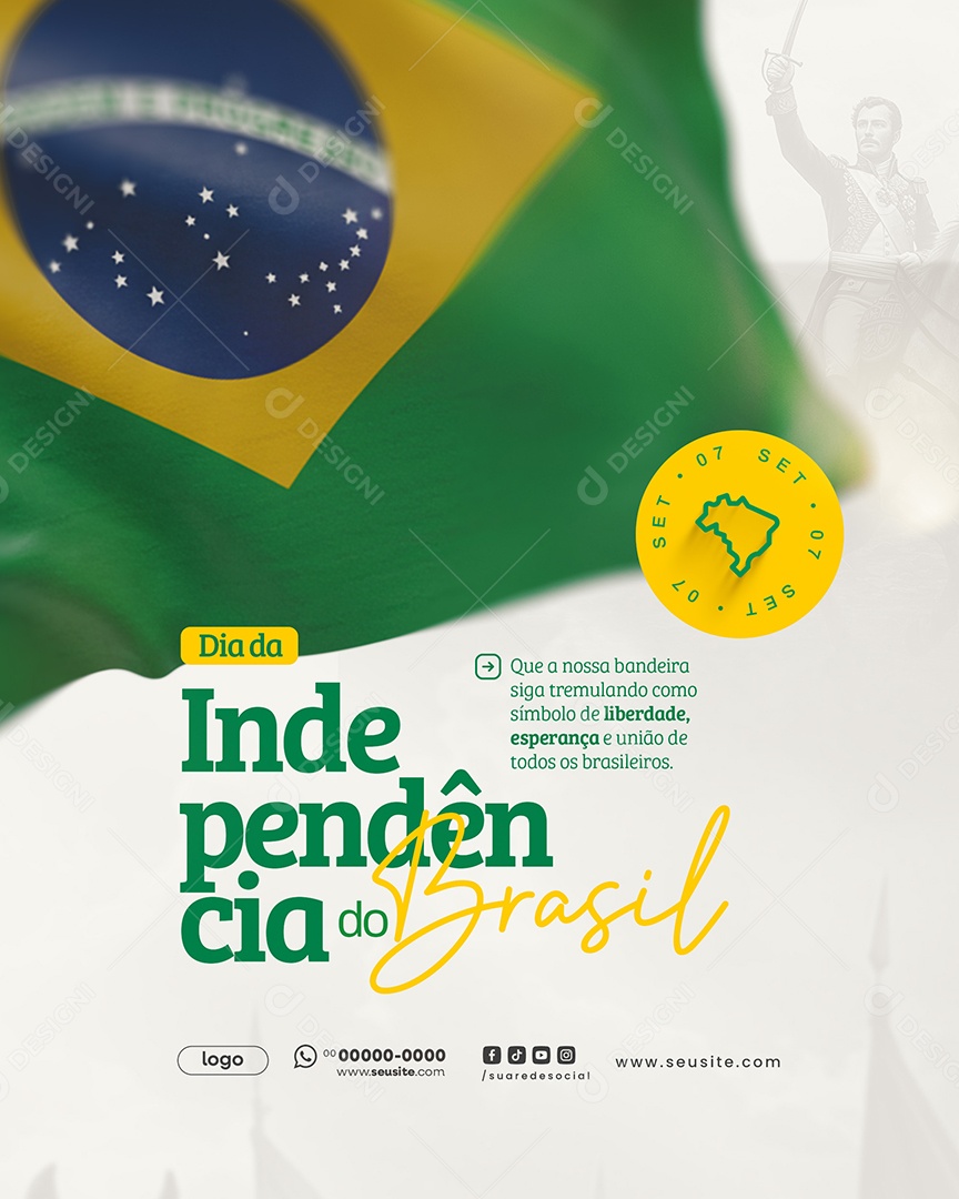 Dia da Independência do Brasil 7 de Setembro Social Media PSD Editável