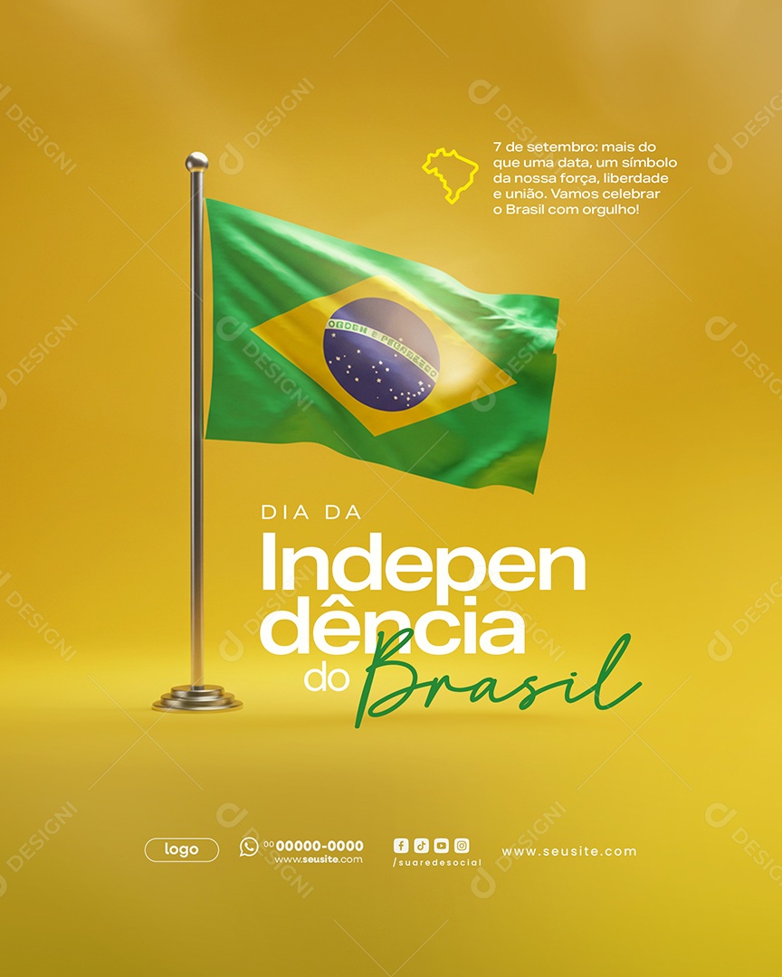 Dia da Independência do Brasil 7 de Setembro Social Media PSD Editável