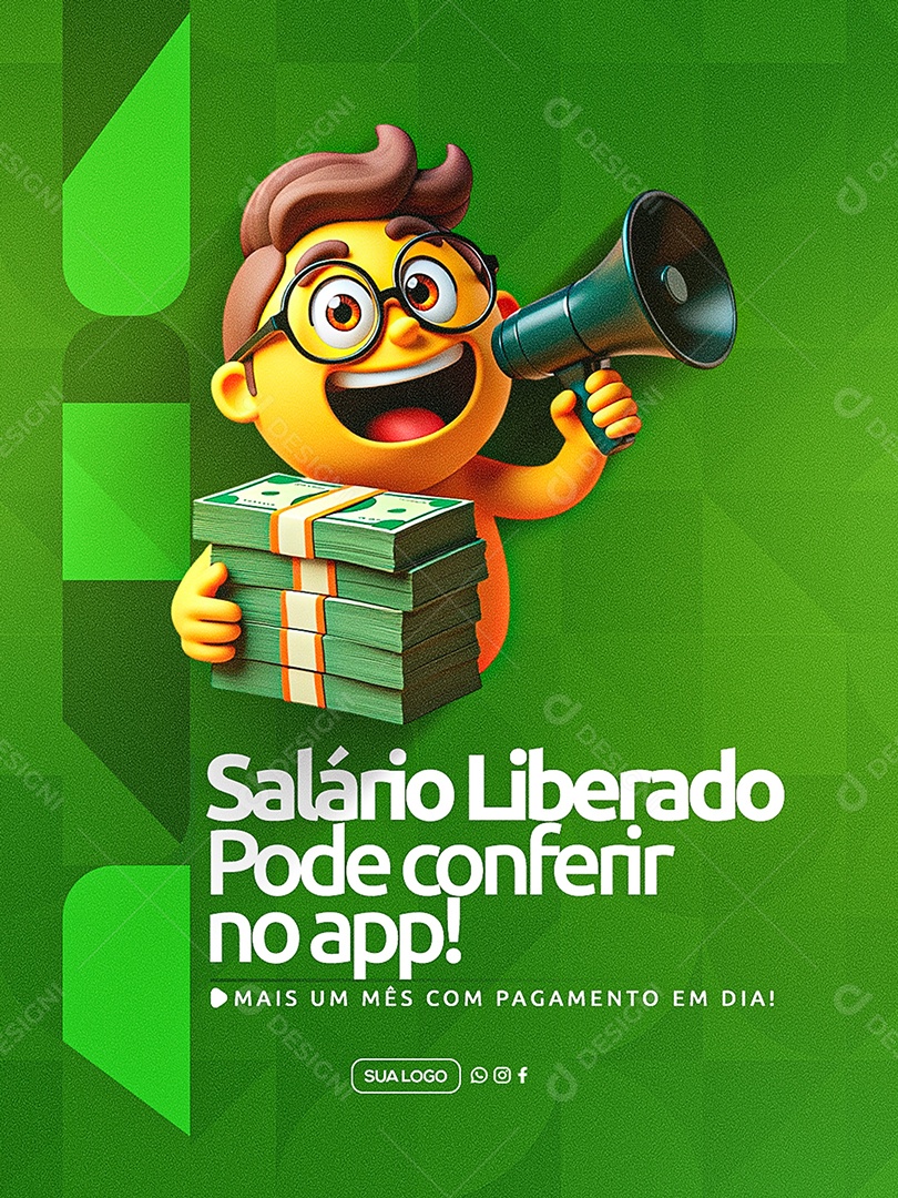 O Salario Liberado no App Social Media PSD Editável