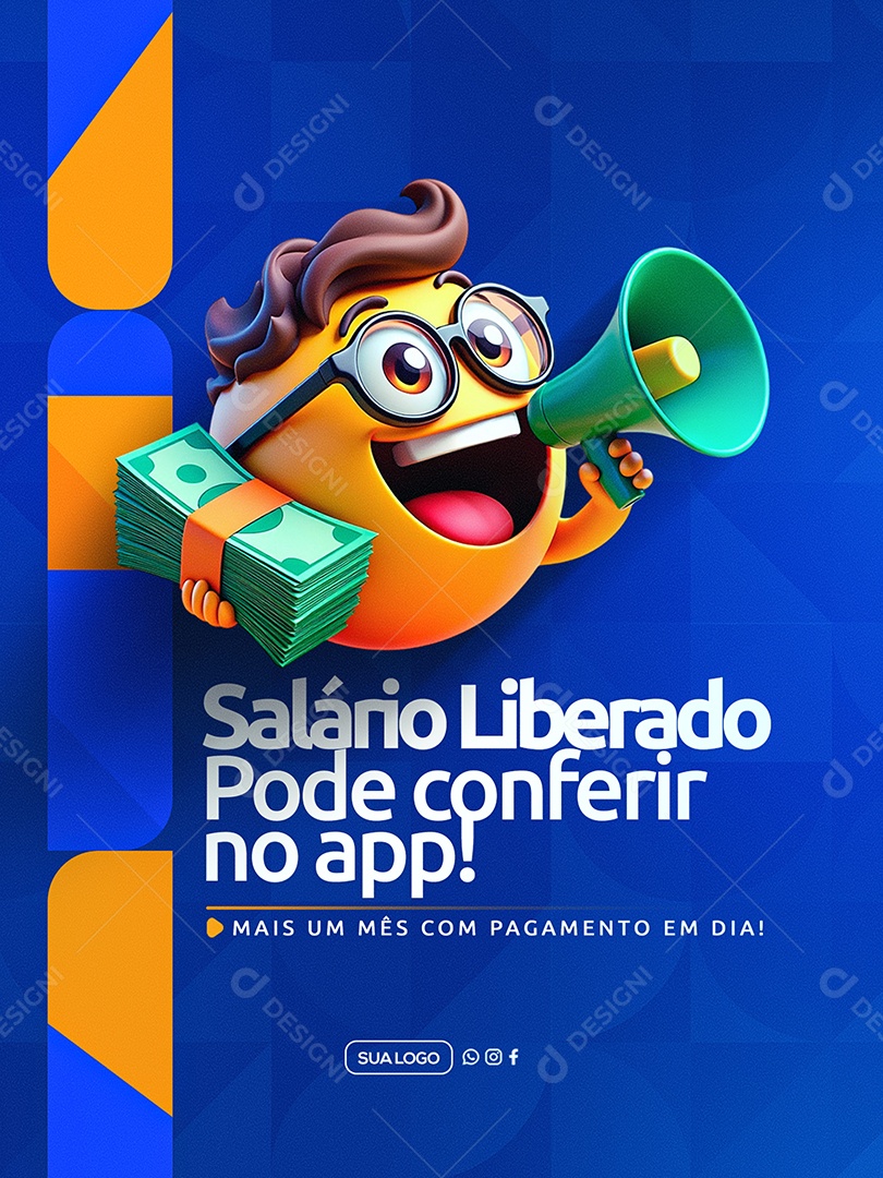 O Salario Liberado no App Social Media PSD Editável