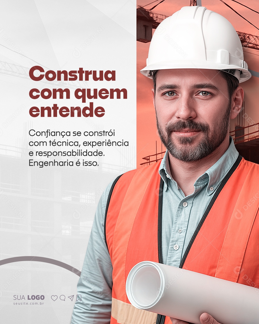 Construtora Costra Com Quem Entende Social Media PSD Editável