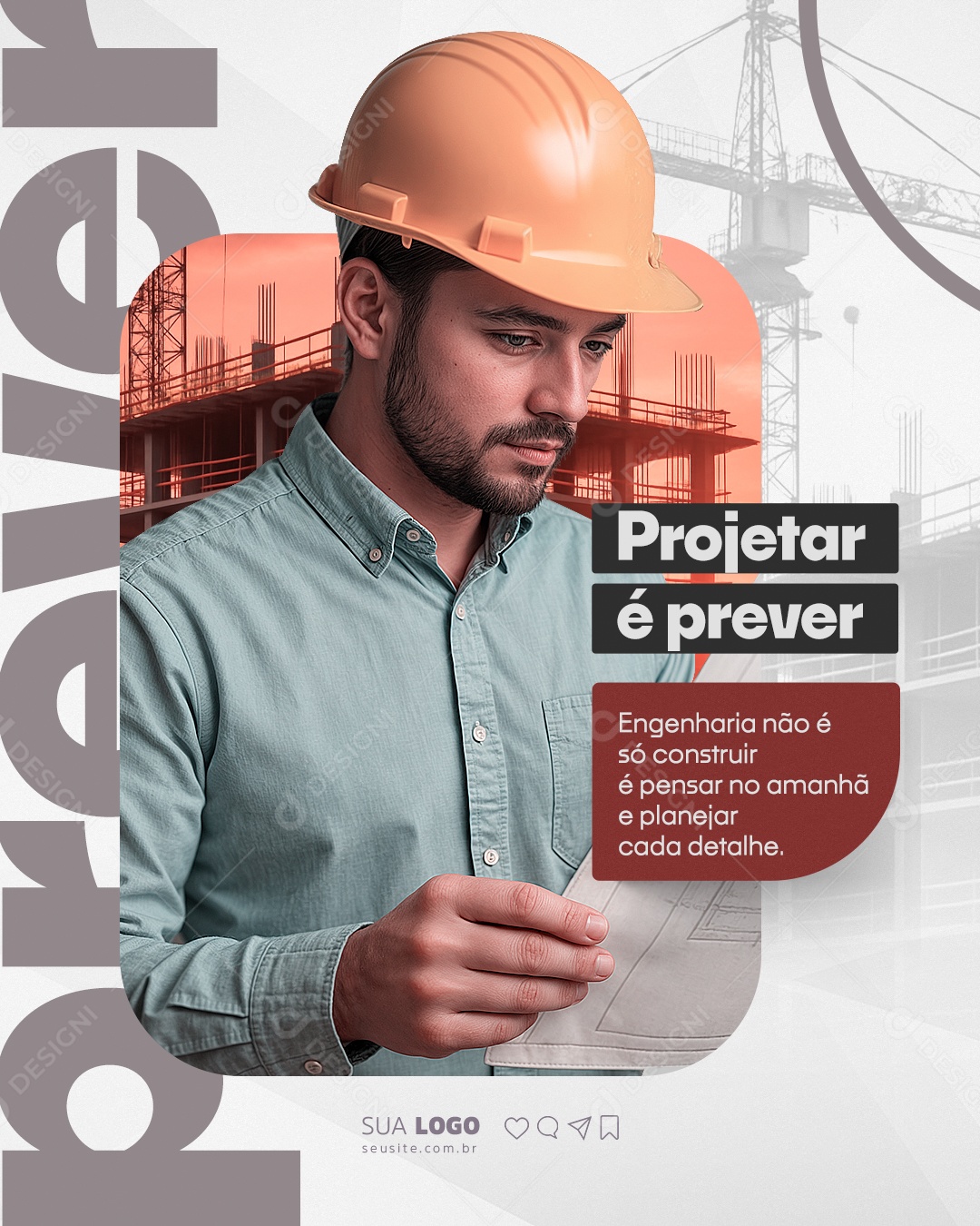 Construtora Projetar É Prever Entende Social Media PSD Editável