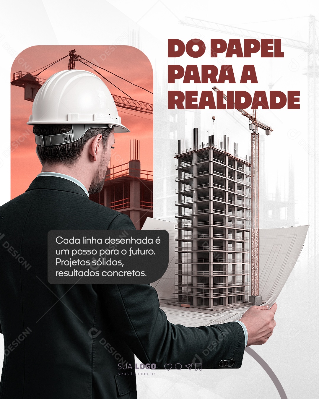 Construtora Do Papel Para A Realidade Social Media PSD Editável