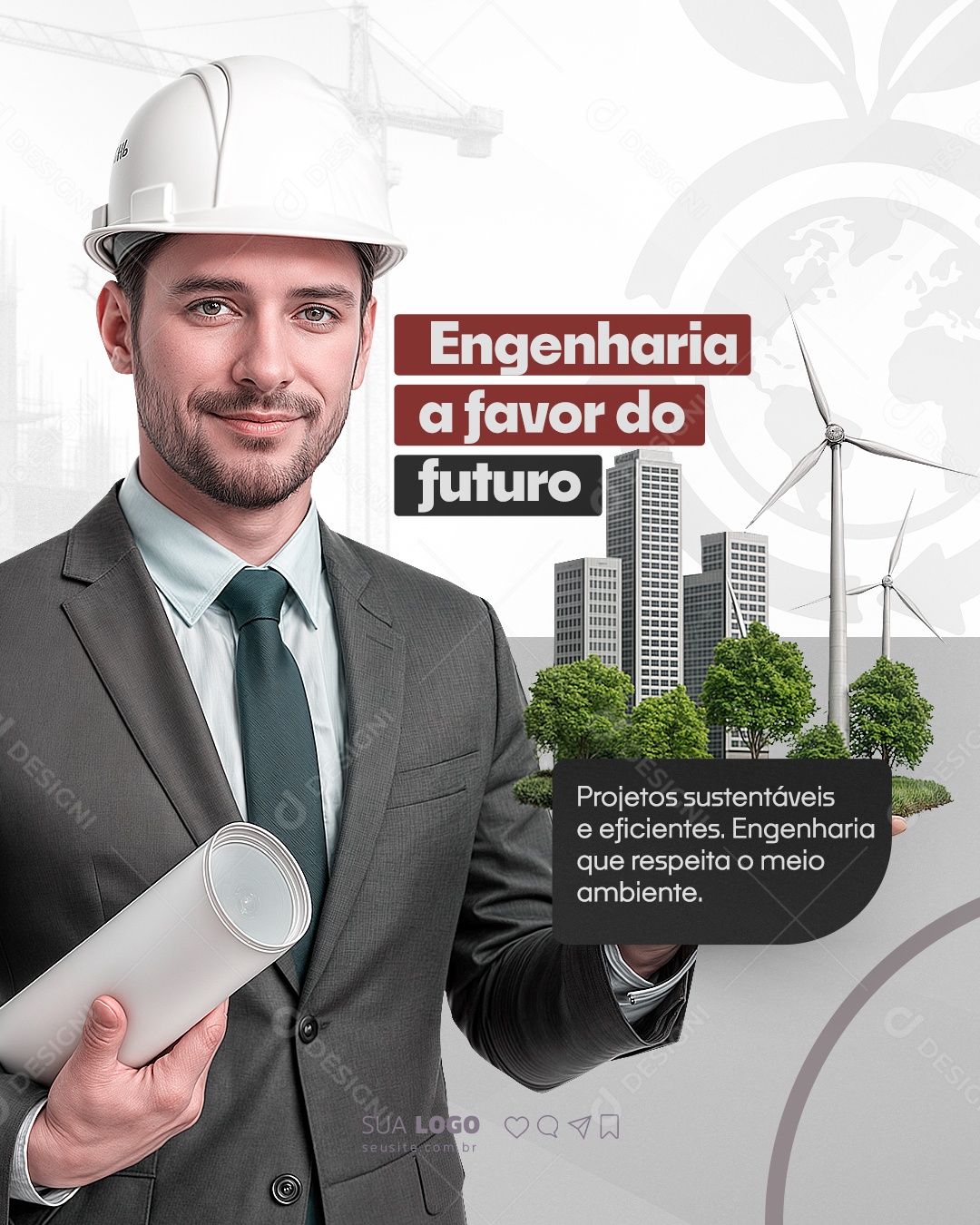Construtora Engenharia A Favor Do Futuro Social Media PSD Editável
