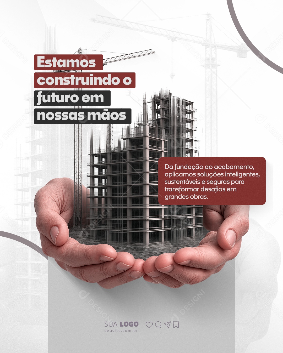 Construtora Estamos Construindo Futuro Em Nossa Mãos Social Media PSD Editável