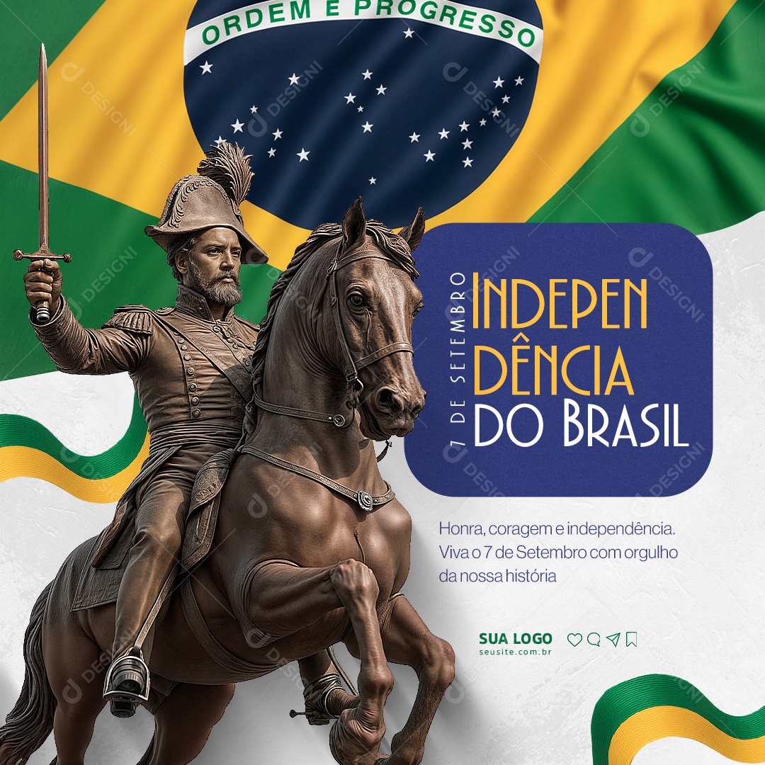 Dia da Independência do Brasil 7 de Setembro Social Media PSD Editável