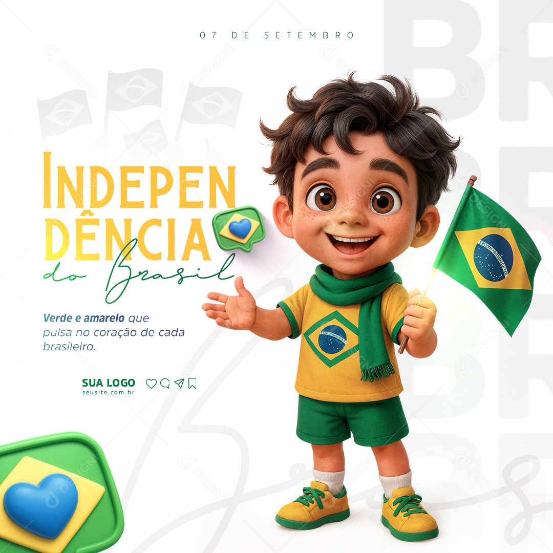 Dia da Independência do Brasil 7 de Setembro Social Media PSD Editável